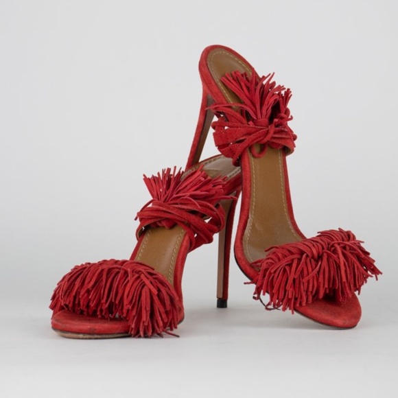 Aquazzura Wild Thing Fringe Suede Sandals - Picture 6 of 10